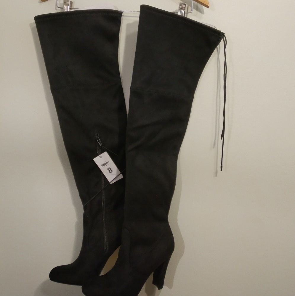 Above the knee faux suede boots